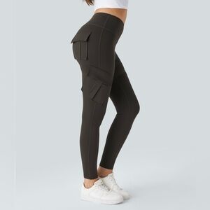 New HALARA Daystretch Highwaisted Cargo Pocket Skinny Yoga Leggings MEDiUM Brown